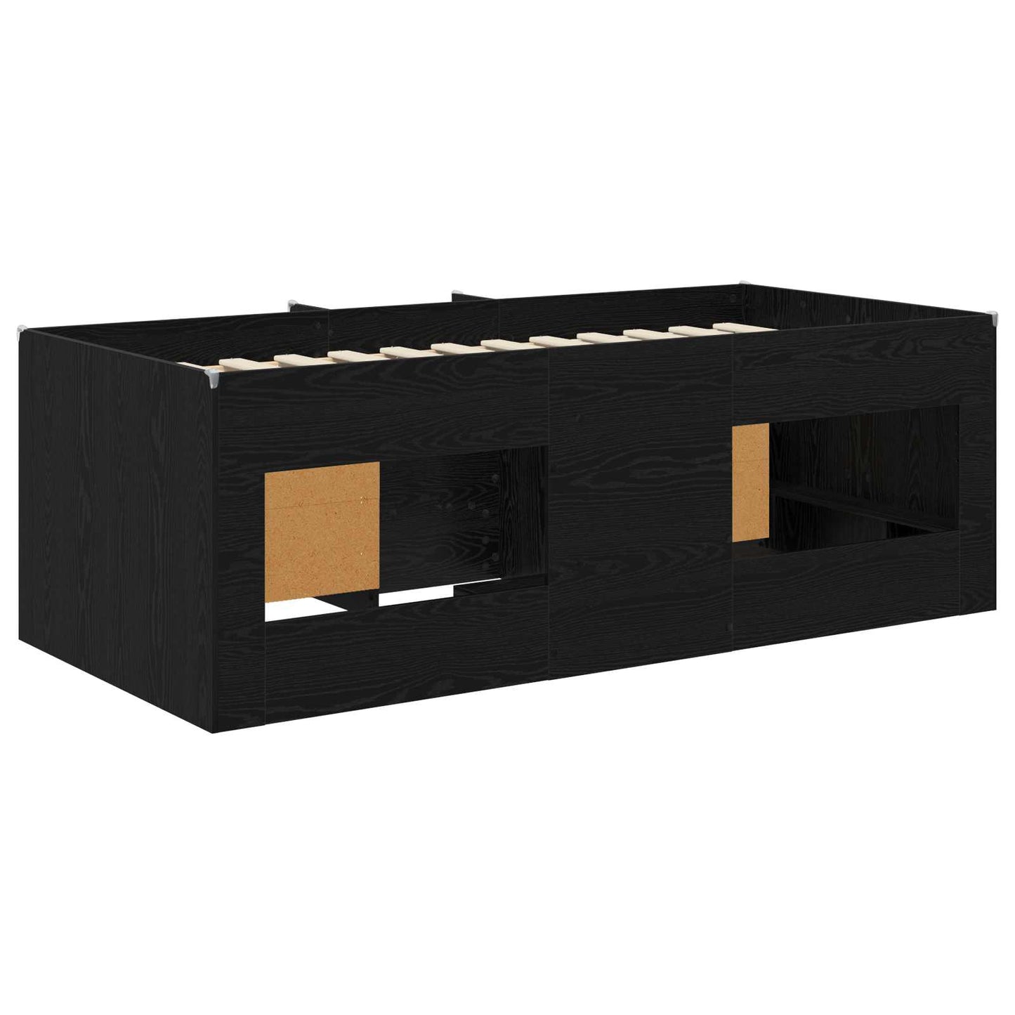 Struttura Letto Loft con Armadietto 3 pz Nero Legno multistrato | homemem39