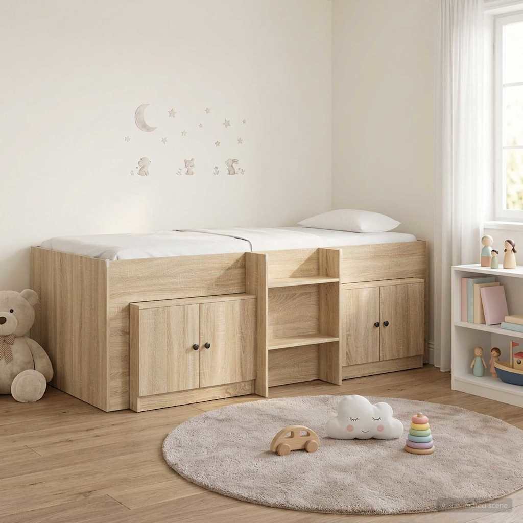 Struttura Letto Loft con Armadietto 3 pz Rovere Sonoma | homemem39