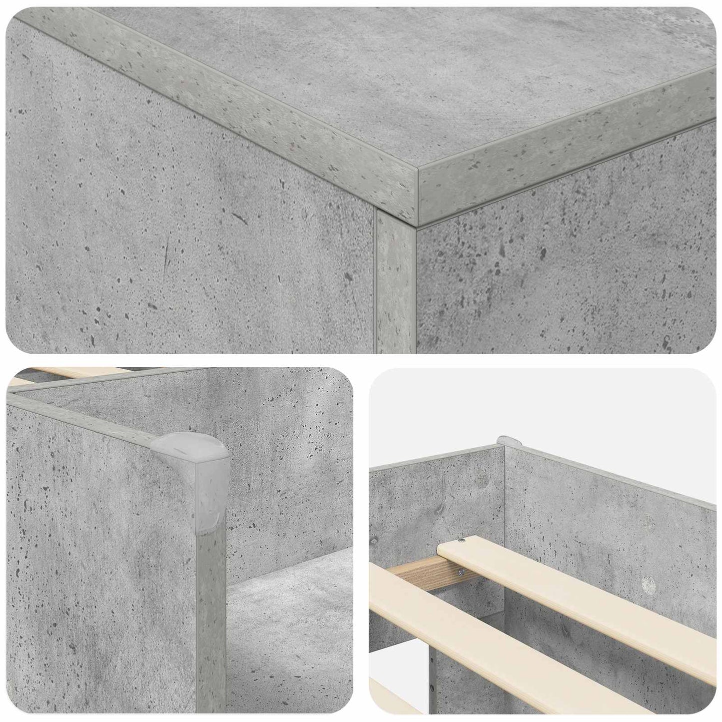 Struttura Letto Loft con Armadietto 3 pz Grigio Cemento | homemem39