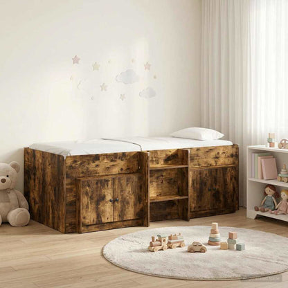 Struttura Letto Loft con Armadietto con porta 3 pz Rovere Fumo | homemem39