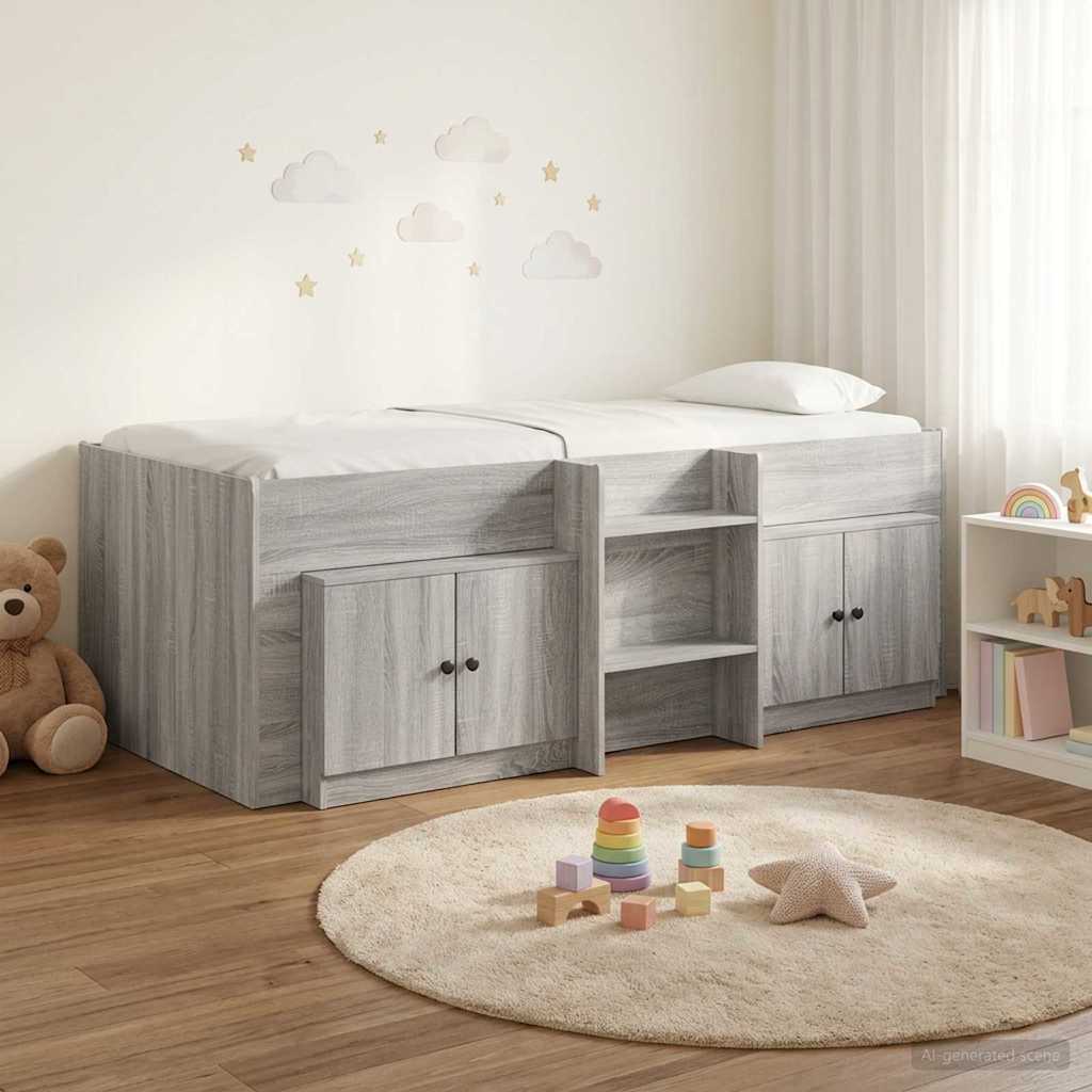 Struttura Letto Loft con Armadietto 3 pz Sonoma grigio | homemem39