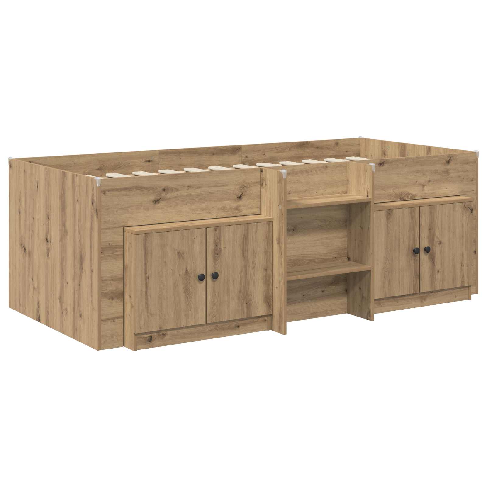 Struttura Letto Loft con Armadietto 3 pz Rovere Artigianale | homemem39