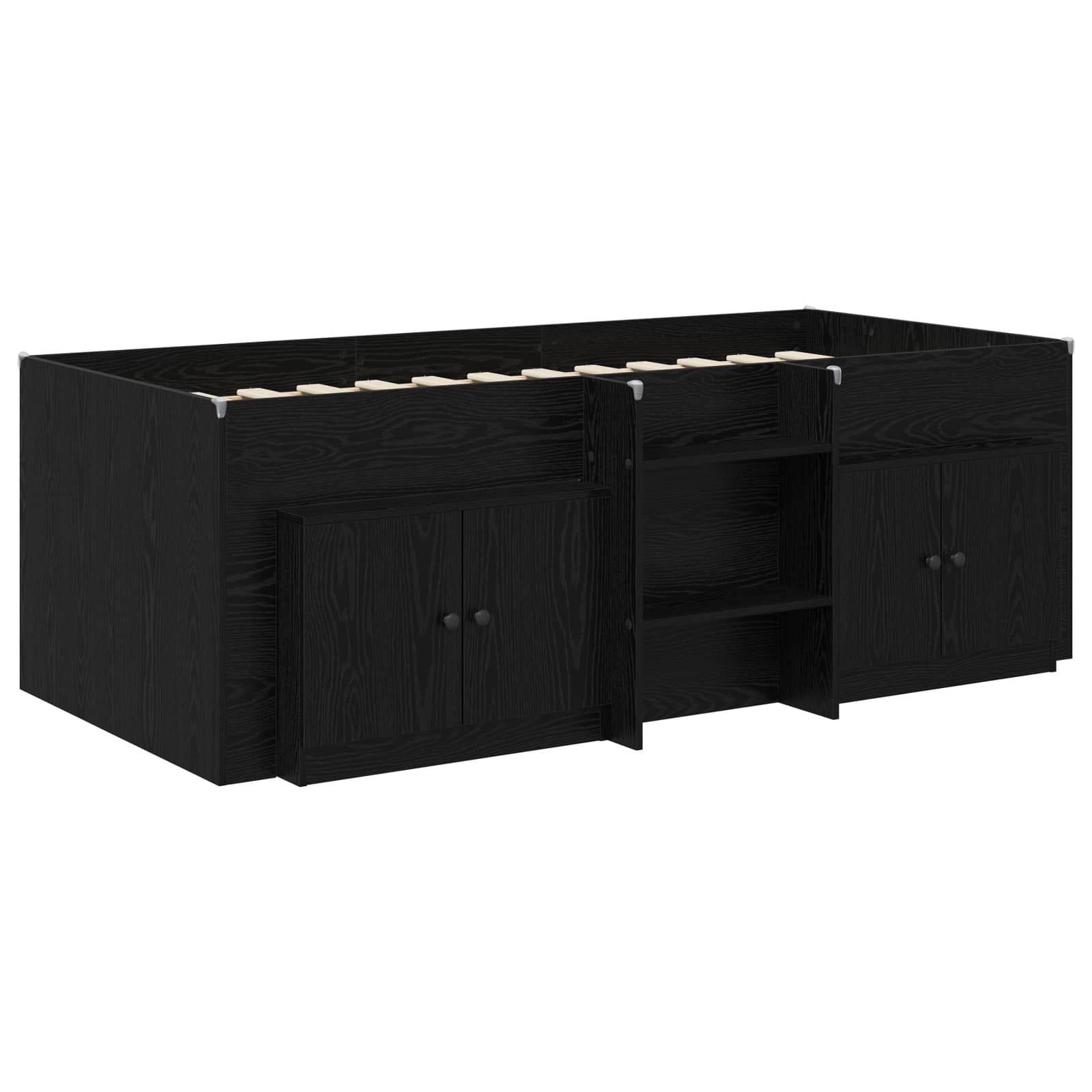 Struttura Letto Loft con Mobile 3 pcs Nero Legno multistrato | homemem39