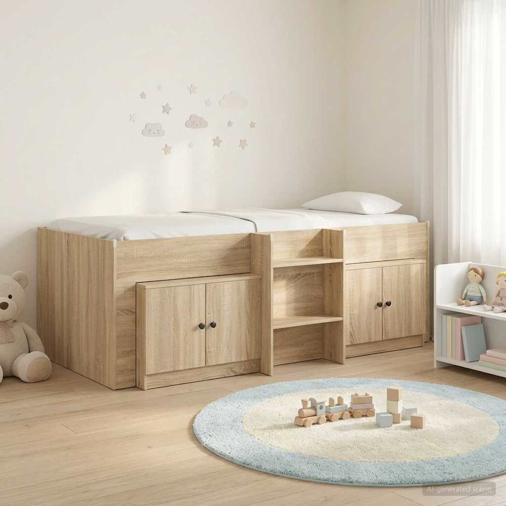 Struttura Letto Loft con Mobile con porta 3 pz Rovere Sonoma | homemem39