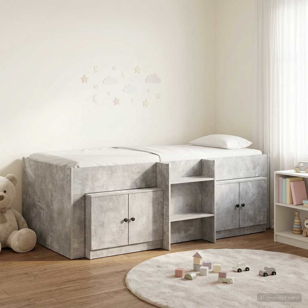 Struttura Letto Loft con Mobile con porta 3 pz Grigio Cemento | homemem39