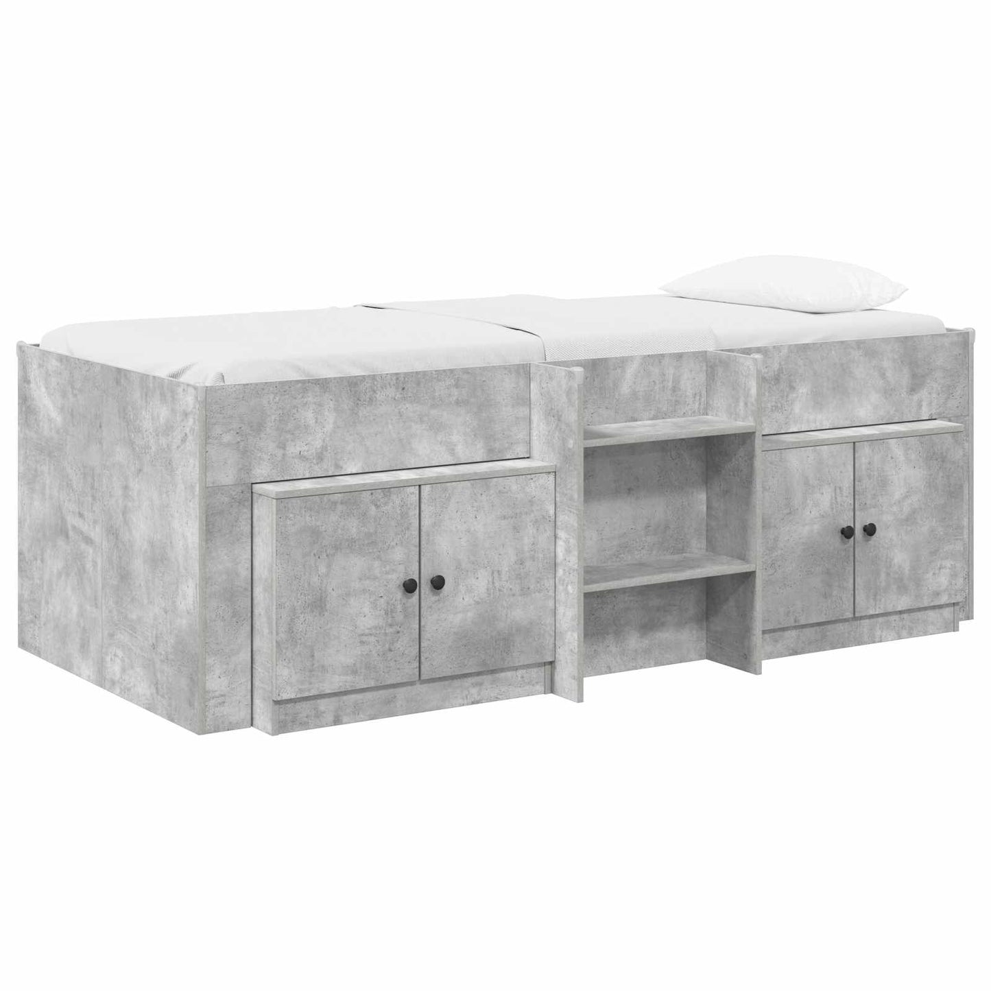 Struttura Letto Loft con Mobile con porta 3 pz Grigio Cemento | homemem39