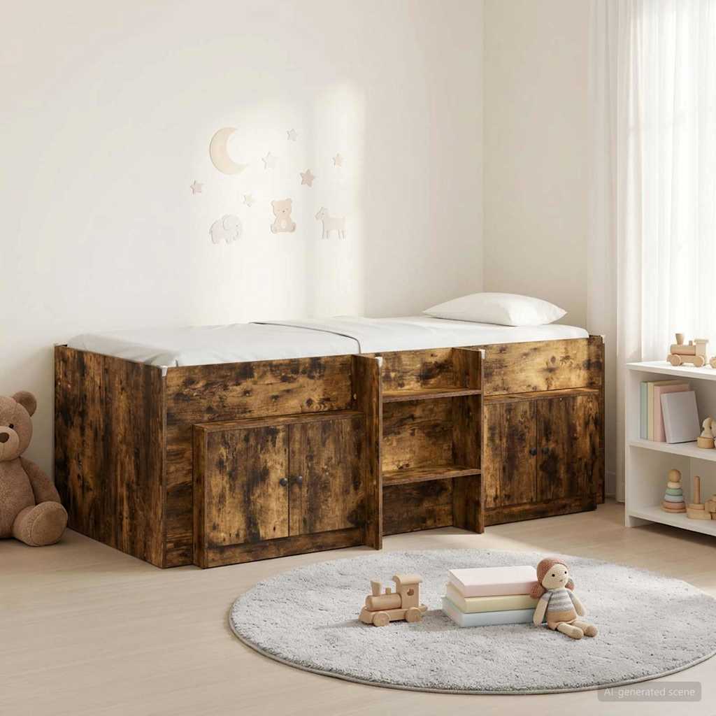 Struttura Letto Loft con Mobile con porta 3 pcs Rovere Fumo | homemem39