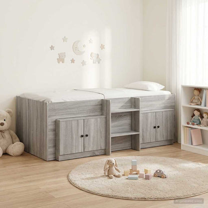 Struttura Letto Loft con Mobile con porta 3 pz Sonoma grigio | homemem39
