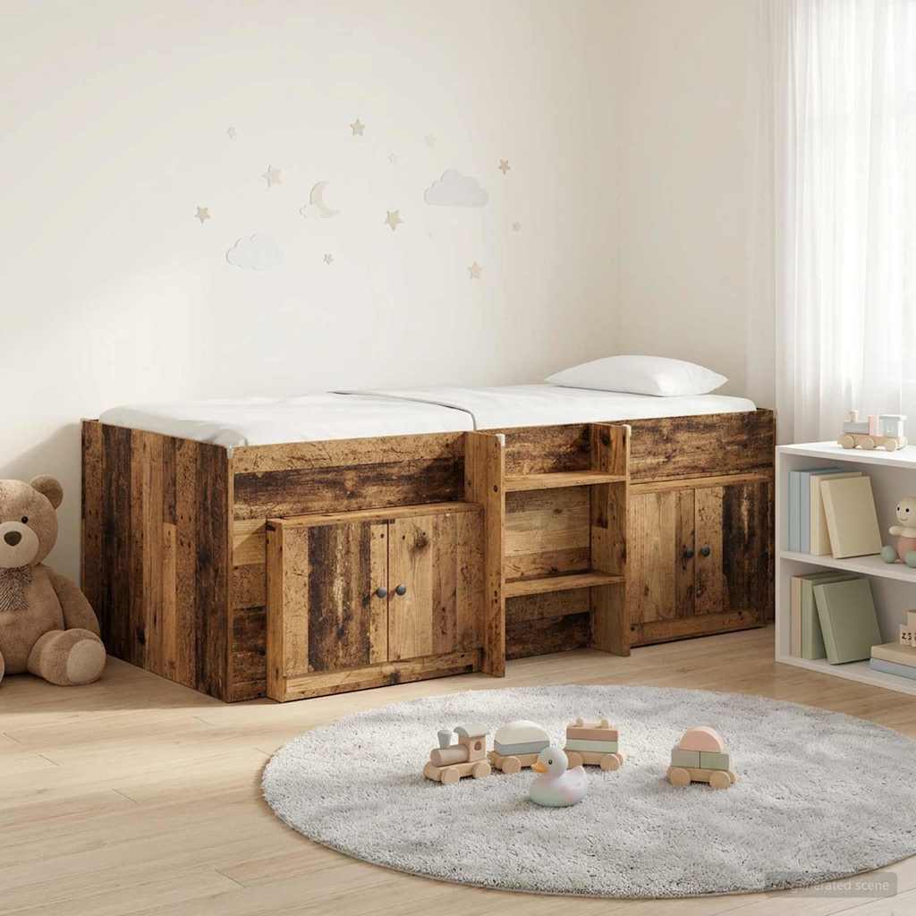 Struttura Letto Loft con Mobile con porta 3 pz Legno antico | homemem39
