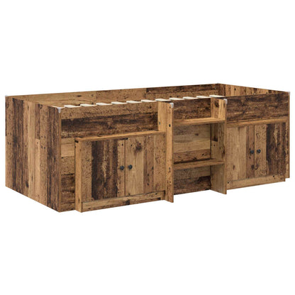 Struttura Letto Loft con Mobile con porta 3 pz Legno antico | homemem39