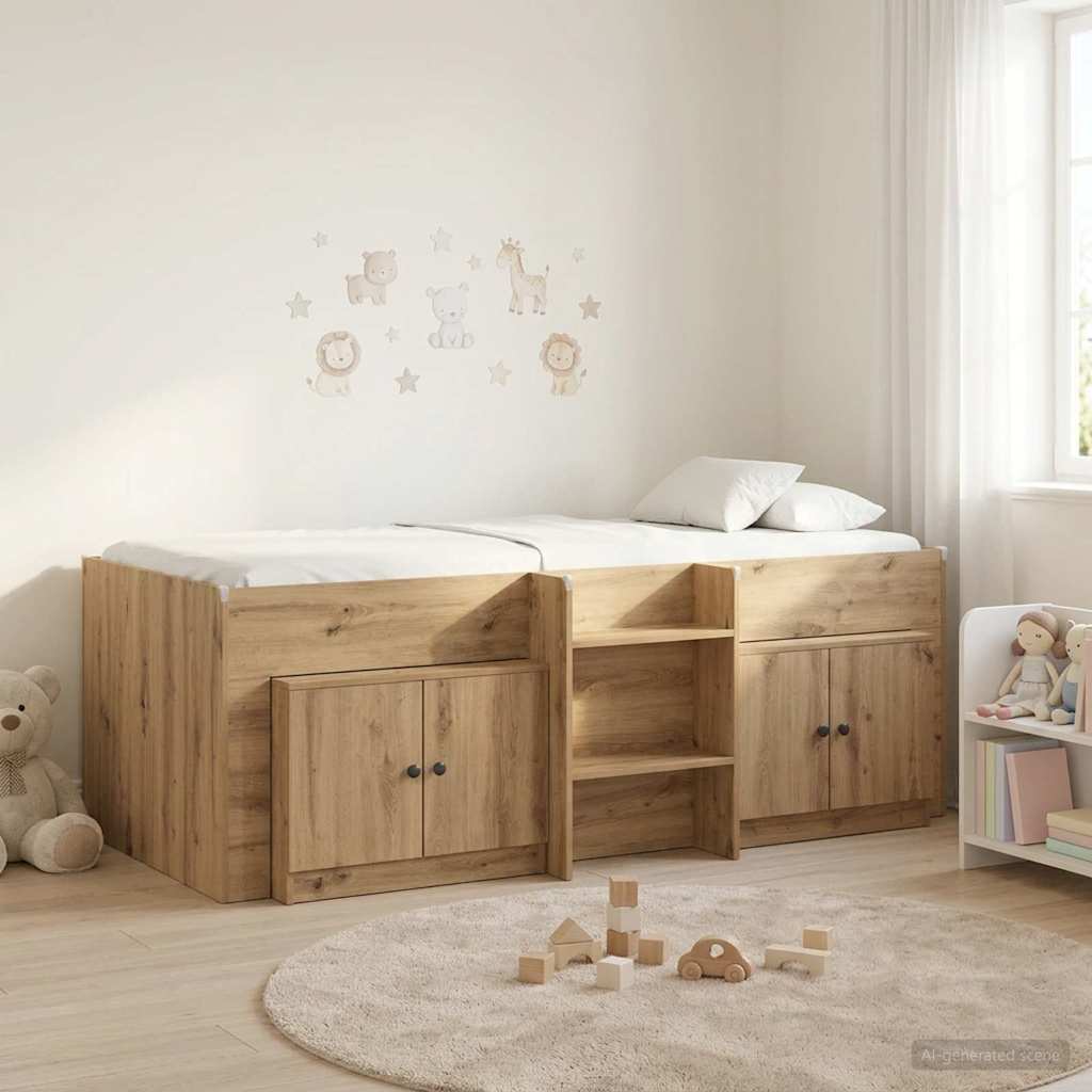 Struttura Letto Loft con Mobile 3 pz Rovere Artigianale | homemem39