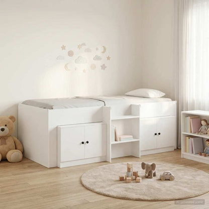 Struttura Letto Loft con Mobile 3 pz Bianco Legno multistrato | homemem39