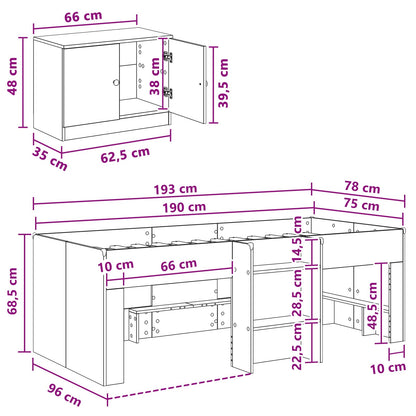 Struttura Letto Loft con Mobile 3 pz Bianco Legno multistrato | homemem39
