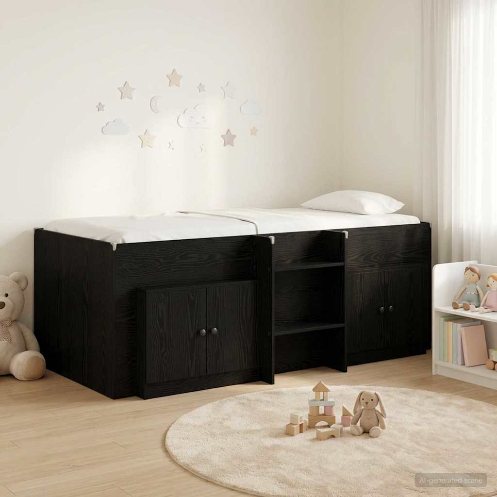 Struttura Letto Loft con Mobile 3 pz Nero Legno multistrato | homemem39