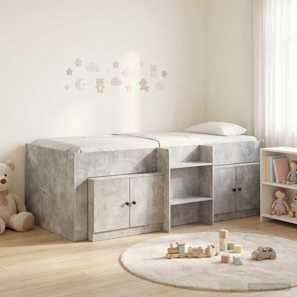 Struttura Letto Loft con Mobile con porta 3 pz Grigio Cemento | homemem39