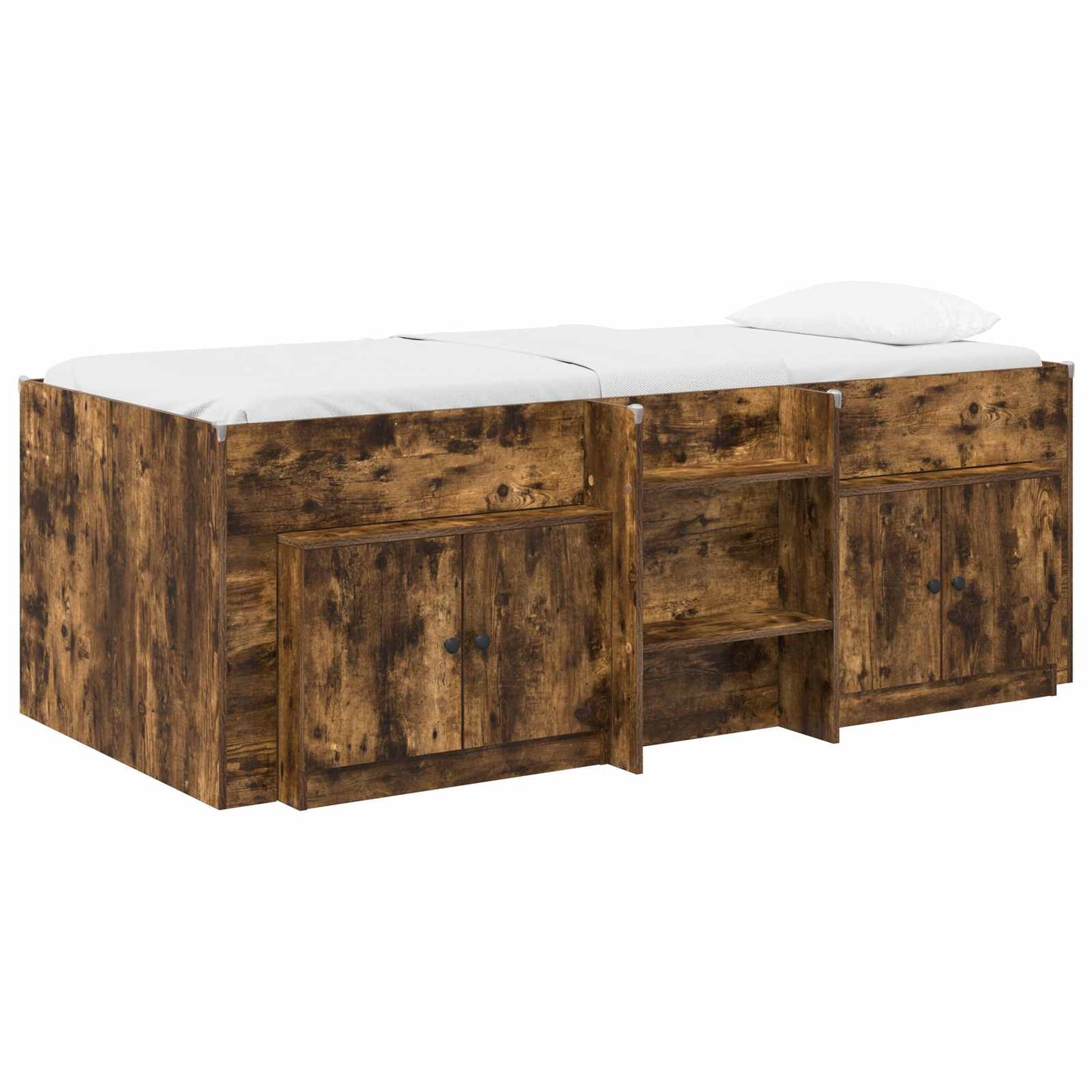 Struttura Letto Loft con Mobile con porta 3 pz Rovere Fumo | homemem39