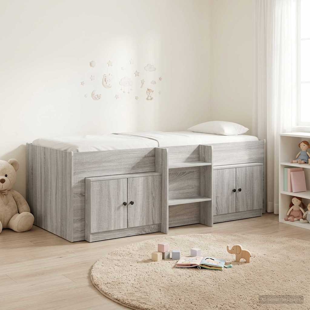 Struttura Letto Loft con Mobile con porta 3 pz Sonoma grigio | homemem39