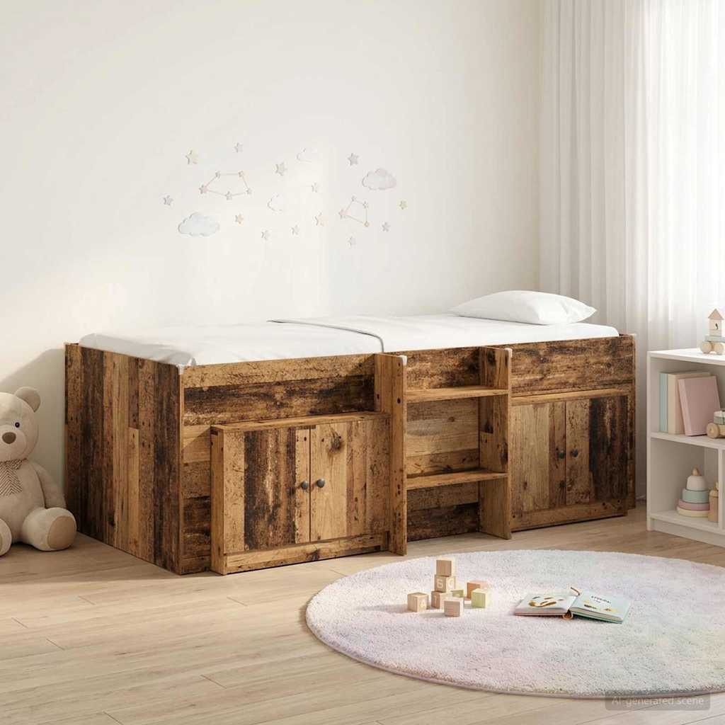 Struttura Letto Loft con Mobile con porta 3 pz Legno antico | homemem39
