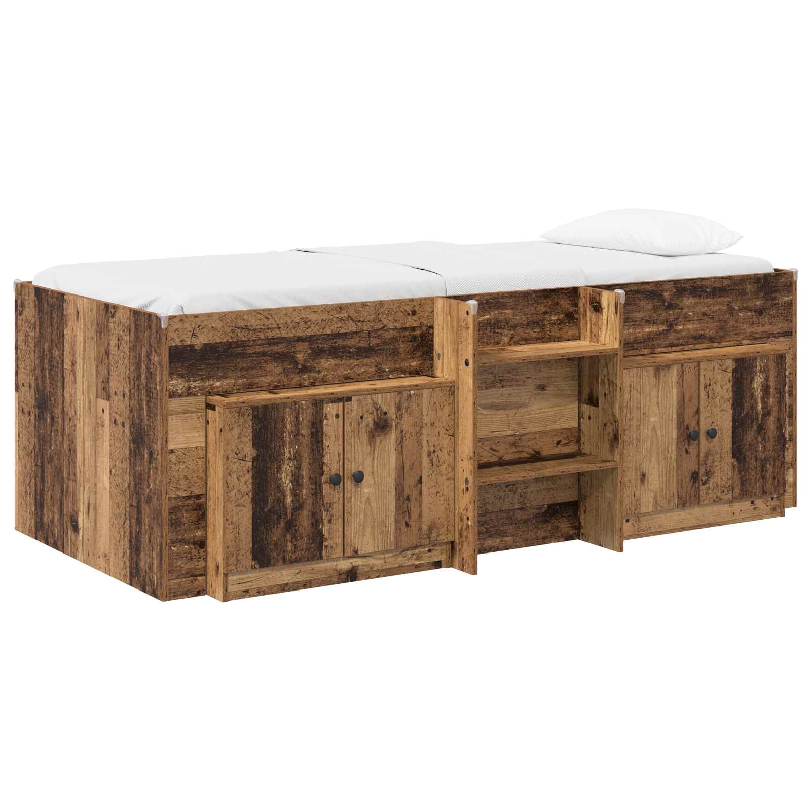 Struttura Letto Loft con Mobile con porta 3 pz Legno antico | homemem39