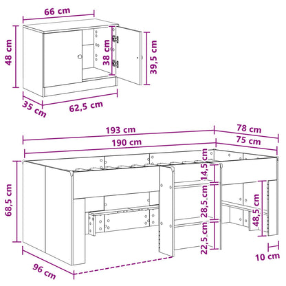 Struttura Letto Loft con Mobile con porta 3 pz Legno antico | homemem39