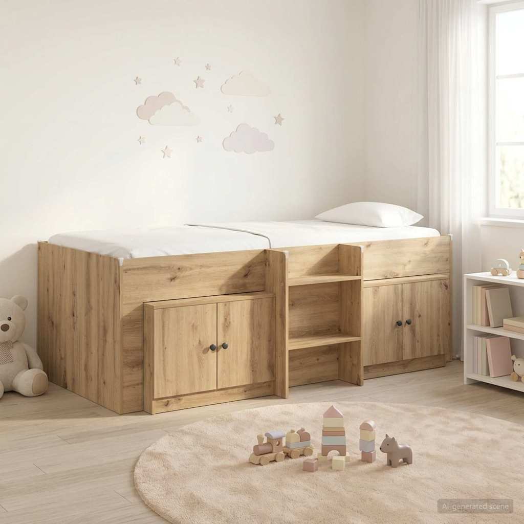 Struttura Letto Loft con Mobile 3 pz Rovere Artigianale | homemem39
