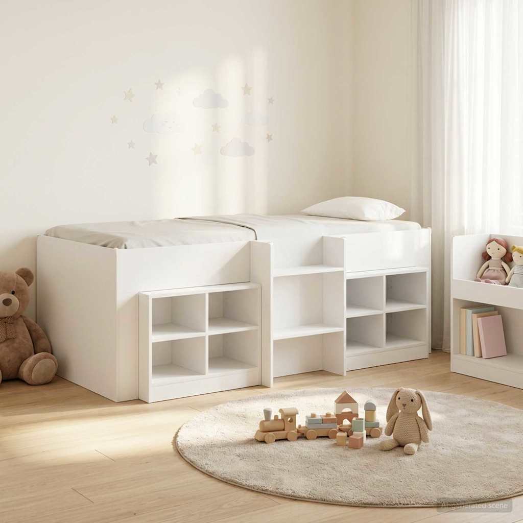 Struttura Letto Loft con Mobile 3 pz Bianco Legno multistrato | homemem39