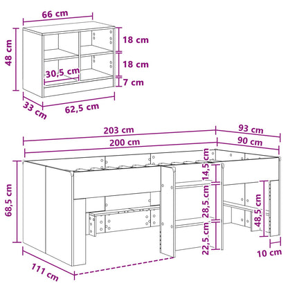 Struttura Letto Loft con Mobile 3 pz Nero Legno multistrato | homemem39