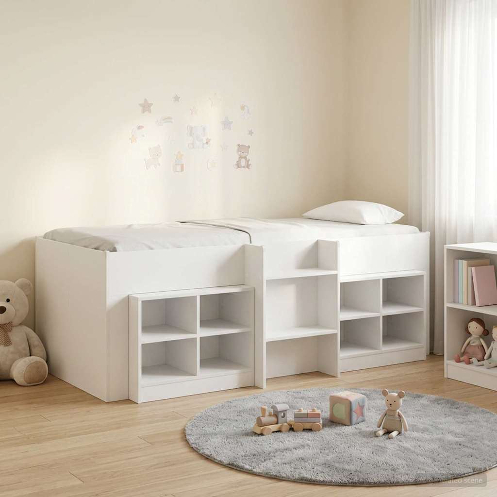 Struttura Letto Loft con Mobile 3 pz Bianco Legno multistrato | homemem39