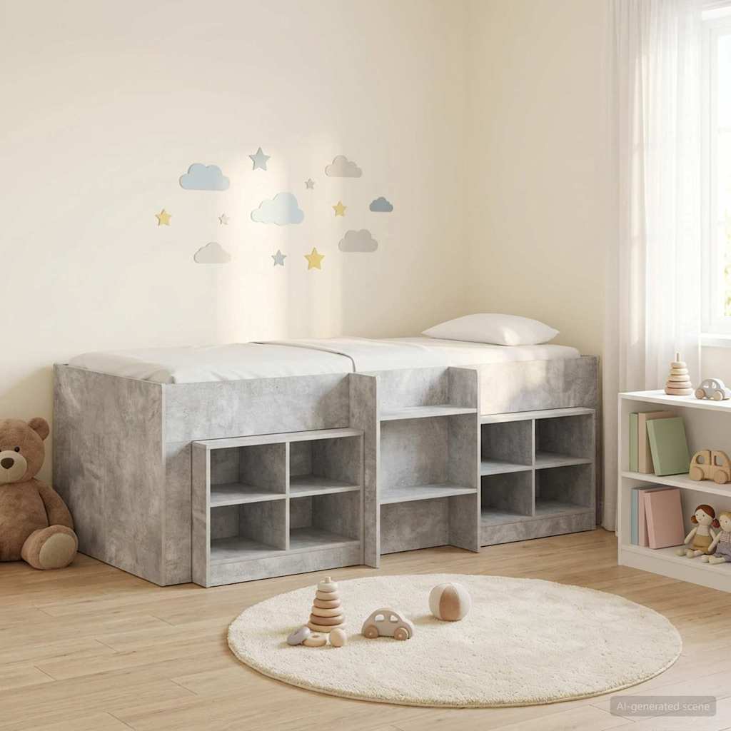 Struttura Letto Loft con Mobile 3 pz Grigio Cemento
