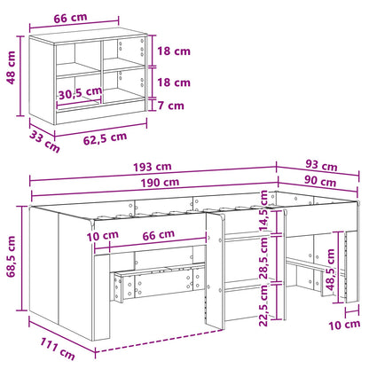 Struttura Letto Loft con Mobile 3 pz Bianco Legno multistrato | homemem39