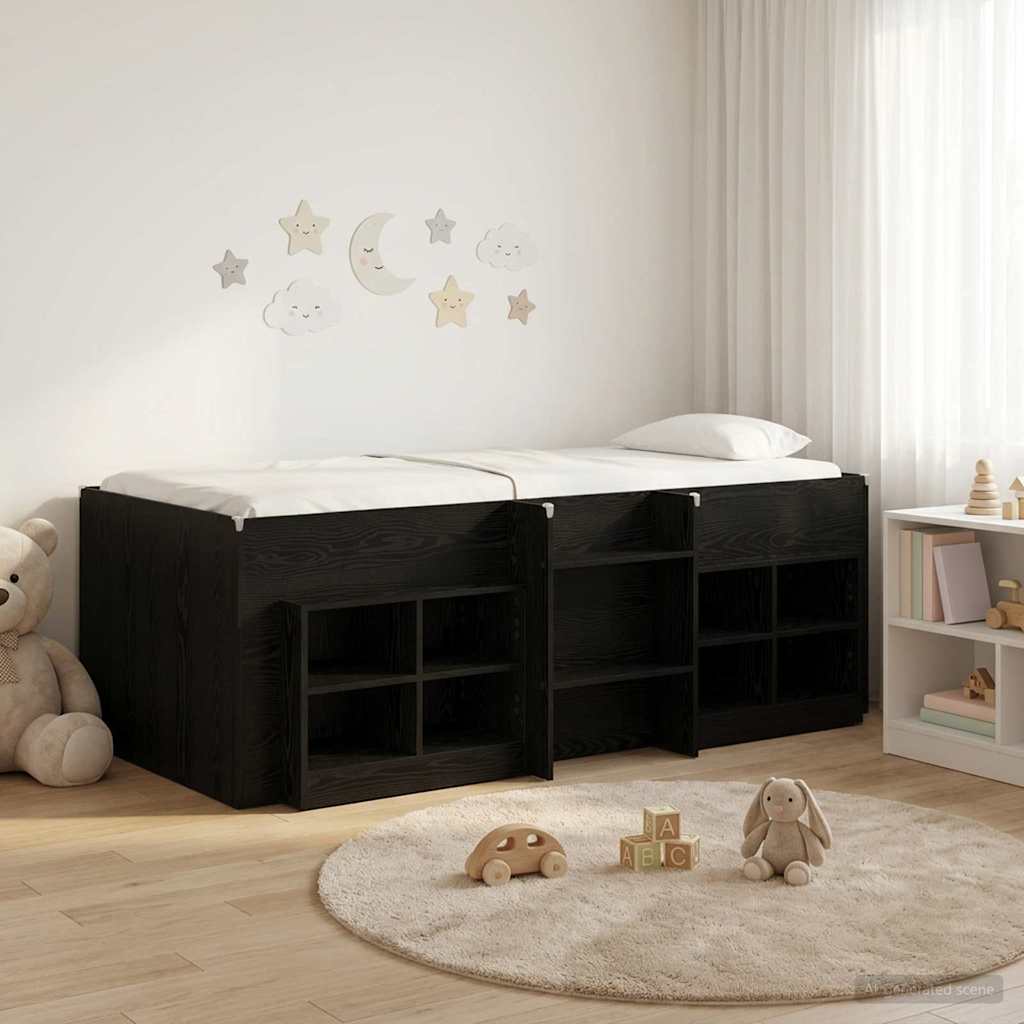 Struttura Letto Loft con Mobile 3 pz Nero Legno multistrato | homemem39