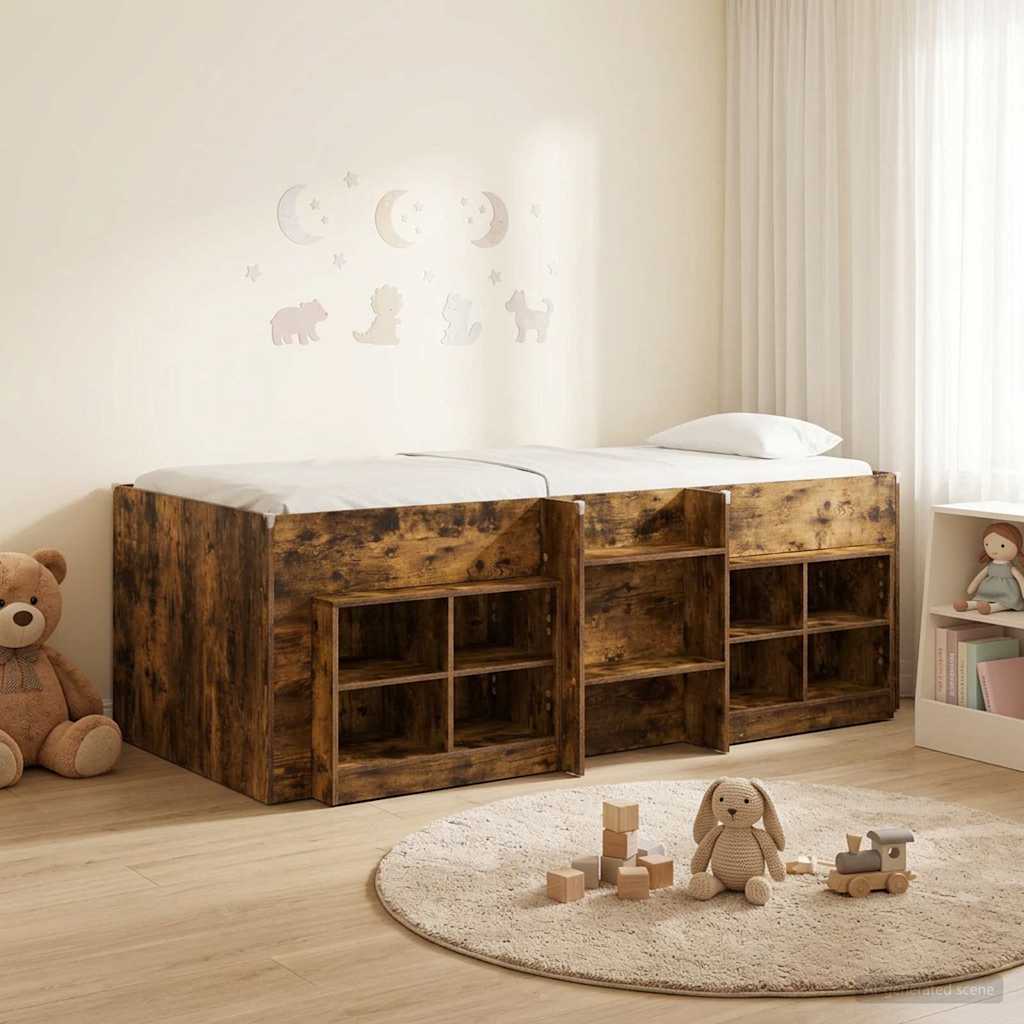 Struttura Letto Loft con Mobile 3 pz Rovere Fumo | homemem39