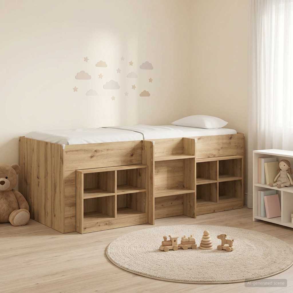 Struttura Letto Loft con Mobile 3 pz Rovere Artigianale | homemem39
