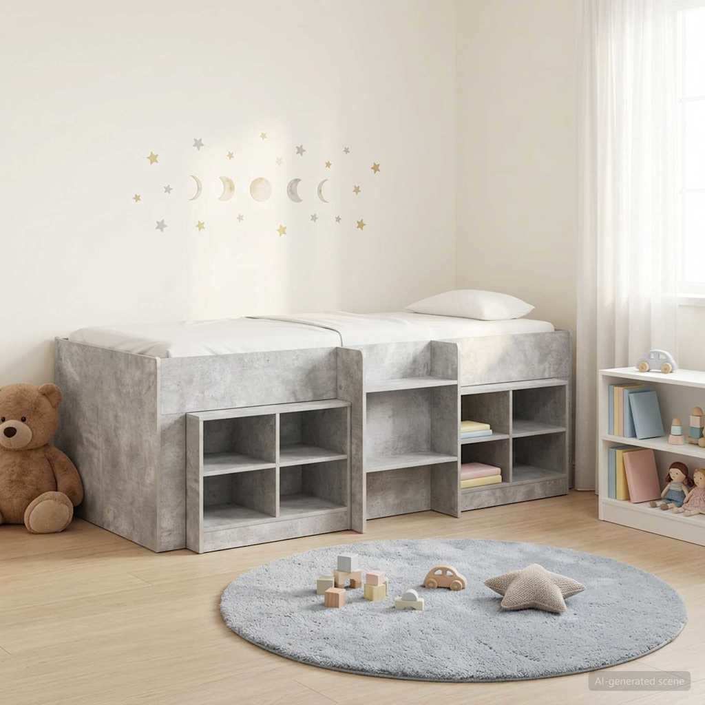 Struttura Letto Loft con Mobile 3 pz Grigio Cemento | homemem39