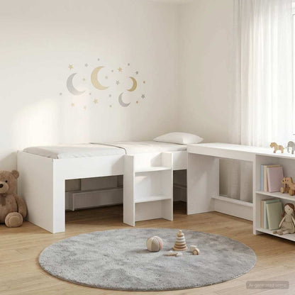 Letto alto per bambini con scrivania 2 pz Bianco | homemem39