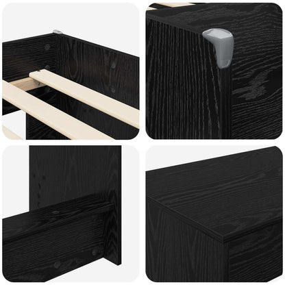 Letto alto per bambini con scrivania Rovere Nero 80 x 200 cm | homemem39