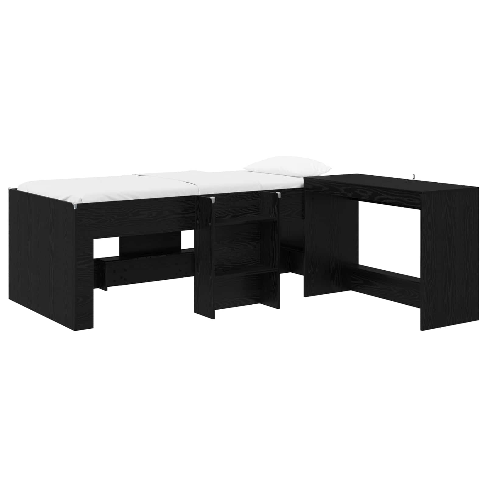 Letto alto per bambini con scrivania Rovere Nero 80 x 200 cm | homemem39