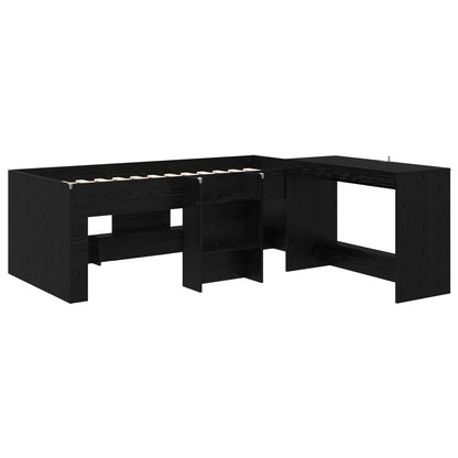 Letto alto per bambini con scrivania Rovere Nero 80 x 200 cm | homemem39