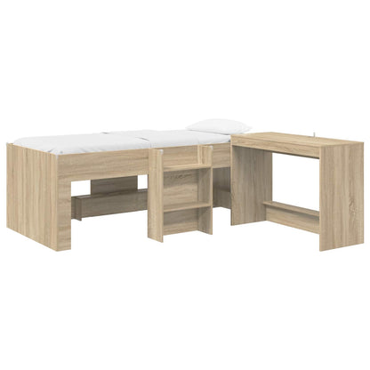 Letto alto per bambini con scrivania 2 pz Rovere Sonoma | homemem39