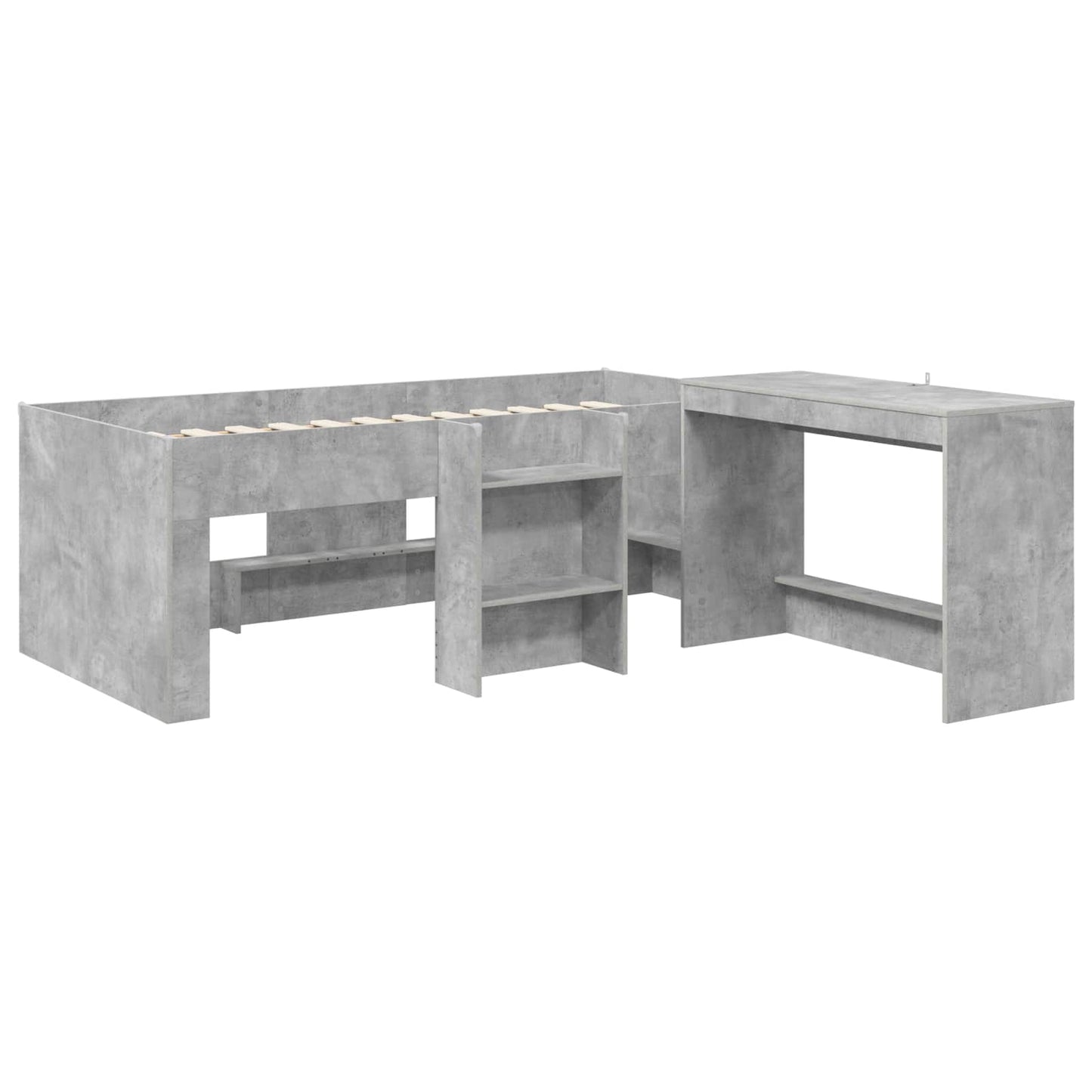Letto alto per bambini con scrivania 2 pz Grigio Cemento | homemem39
