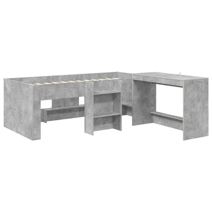 Letto alto per bambini con scrivania 2 pz Grigio Cemento | homemem39
