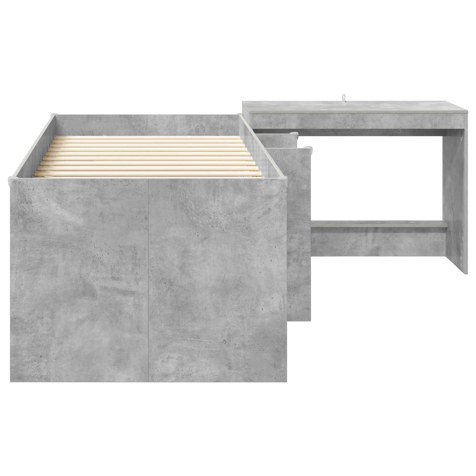 Letto alto per bambini con scrivania 2 pz Grigio Cemento | homemem39