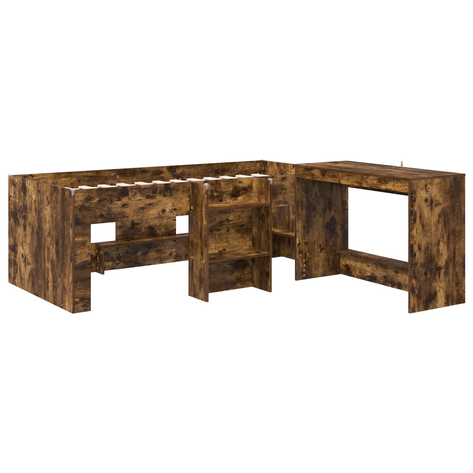 Letto alto per bambini con scrivania 2 pz Rovere Fumo | homemem39