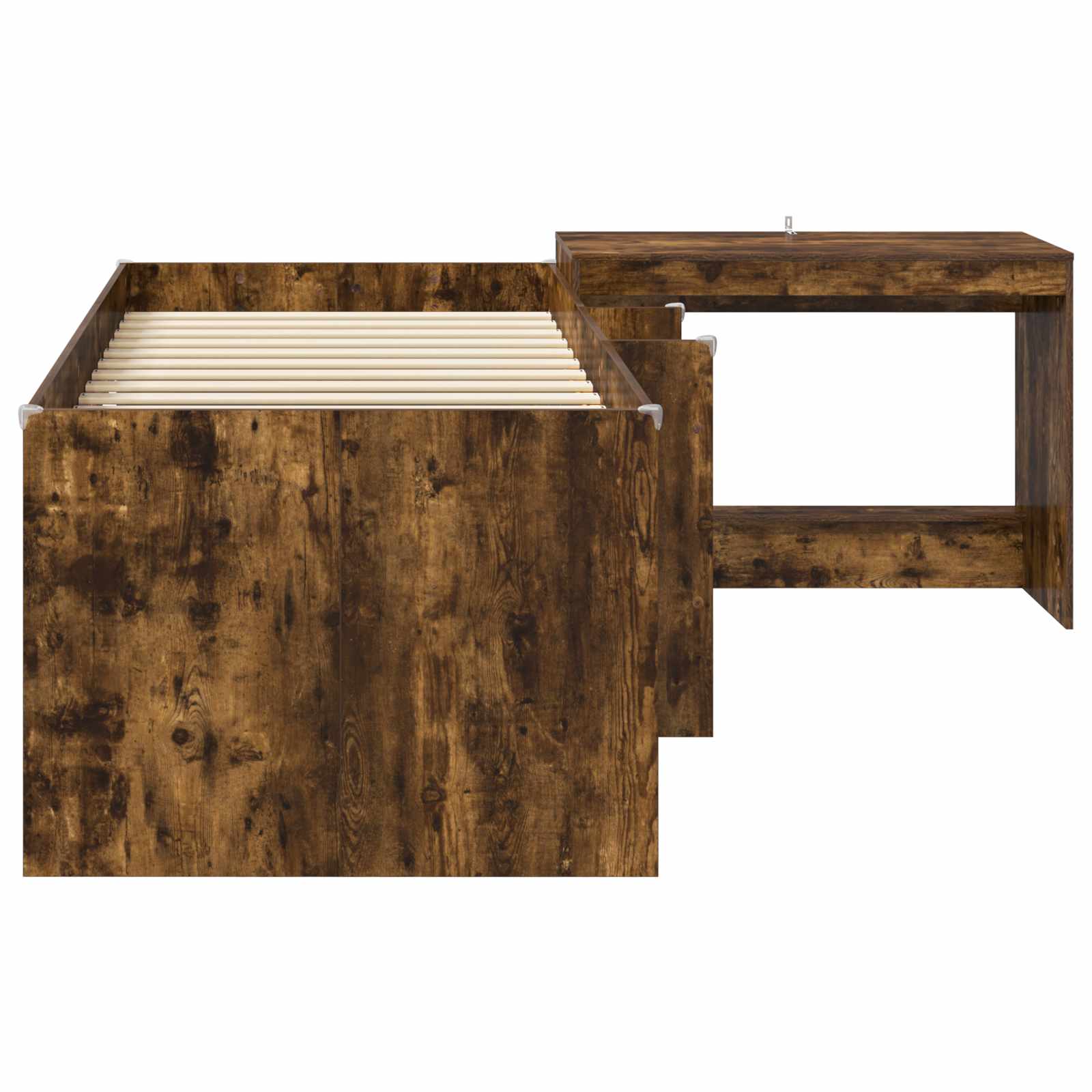 Letto alto per bambini con scrivania 2 pz Rovere Fumo | homemem39