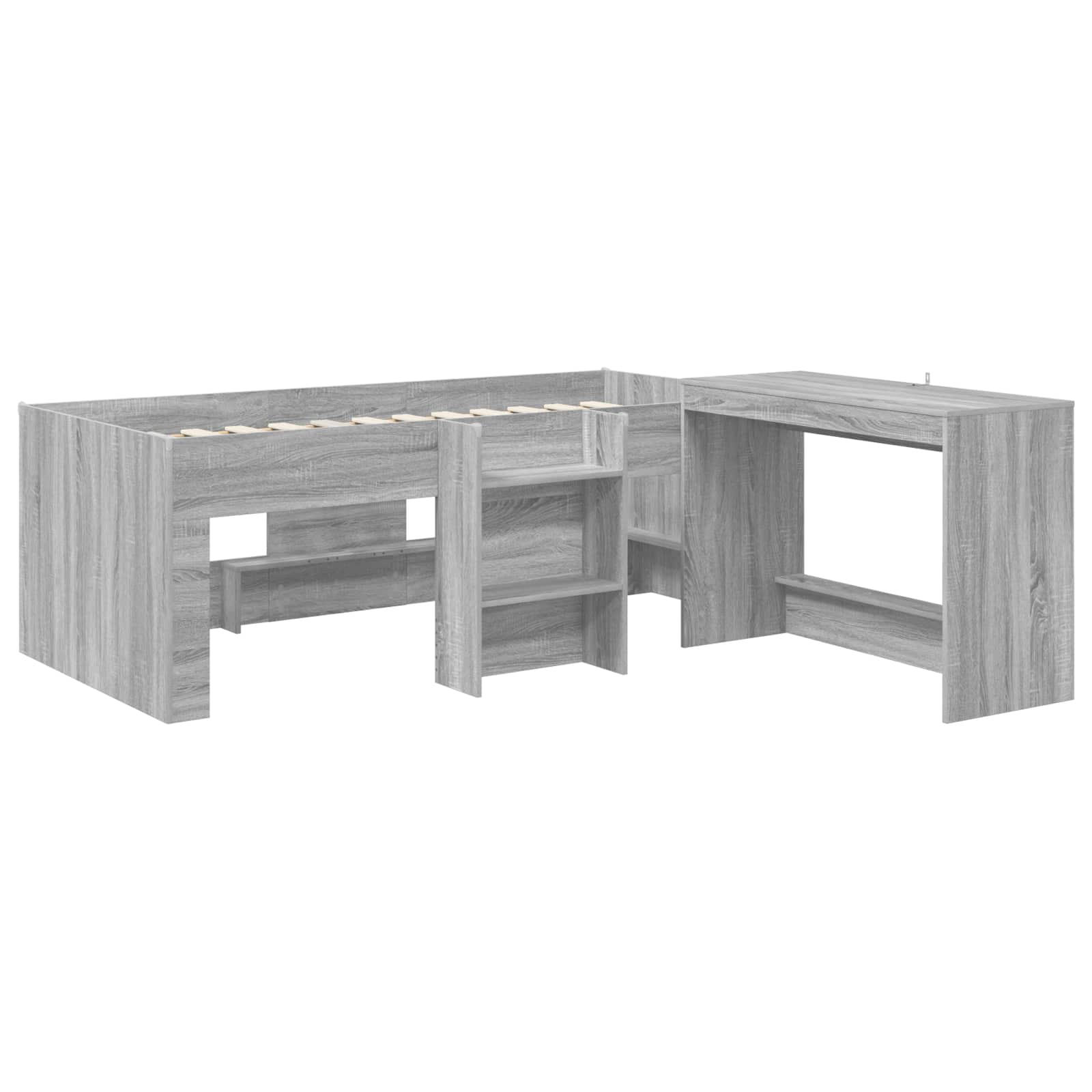 Letto alto per bambini con scrivania 2 pz Sonoma grigio | homemem39