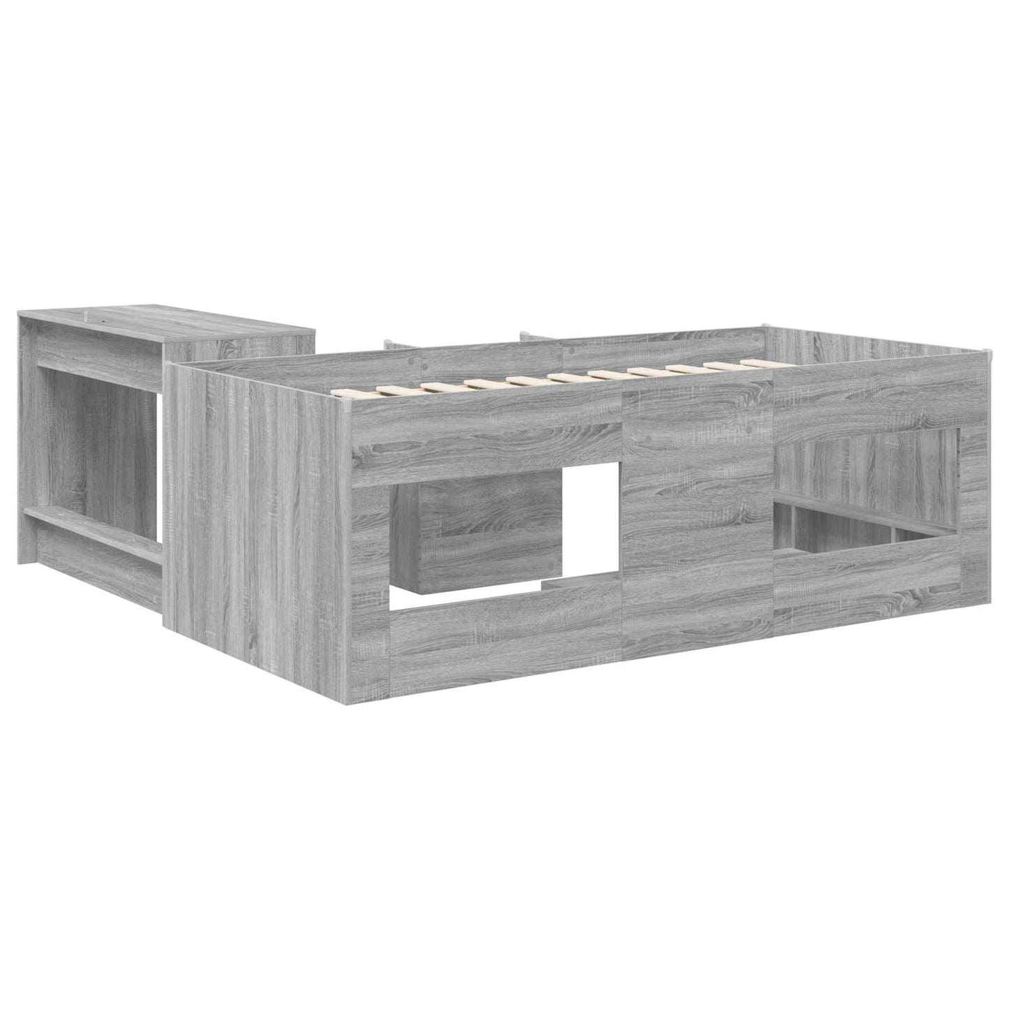 Letto alto per bambini con scrivania 2 pz Sonoma grigio | homemem39