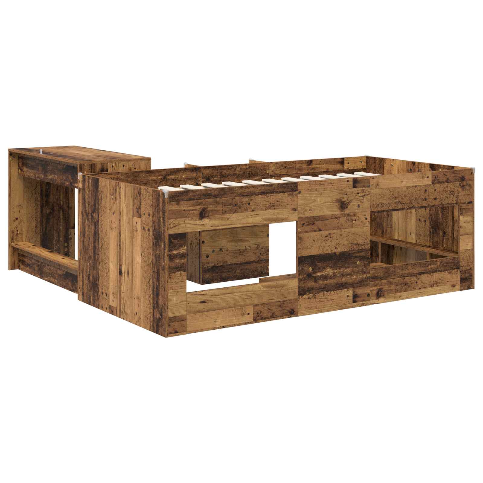Letto alto per bambini con scrivania 2 pz Legno antico | homemem39