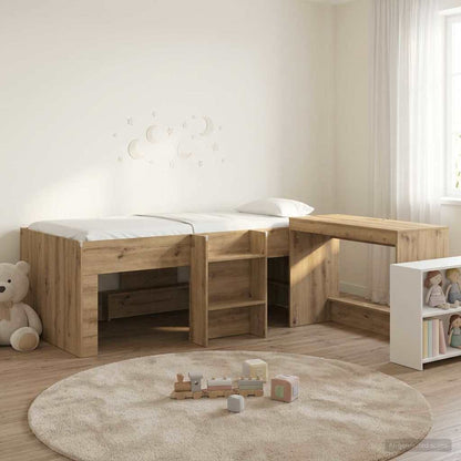Letto alto per bambini con scrivania 2 pz Rovere Artigianale | homemem39