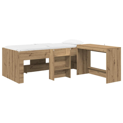 Letto alto per bambini con scrivania 2 pz Rovere Artigianale | homemem39