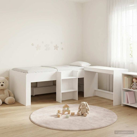 Struttura del Letto con Scrivania 2 pz Bianco | homemem39